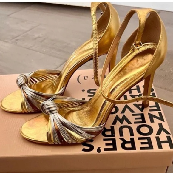 Anthropologie Vicenza Morelia heels BHLDN, Gold and Silver, Gorgeous! Fun! 38 - Picture 1 of 4
